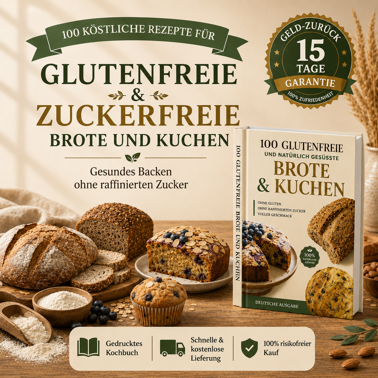 100 glutenfreie Brote & Kuchen – gedrucktes Kochbuch